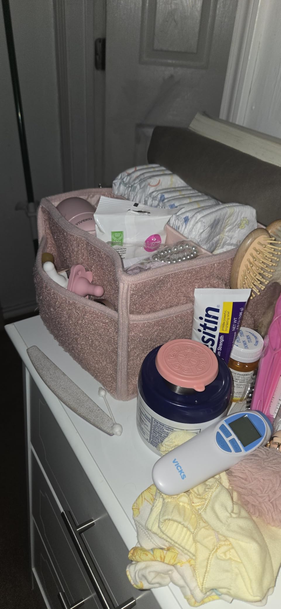 PeraBella Baby Diaper Caddy Organizer with Handle, Boy & Girl Shower Gift Basket, Portable Diaper Storage Basket Bin for Wipes, Newborn Baby Essentials Registry Search Must Haves, Car Caddy Organizer customer photo 2