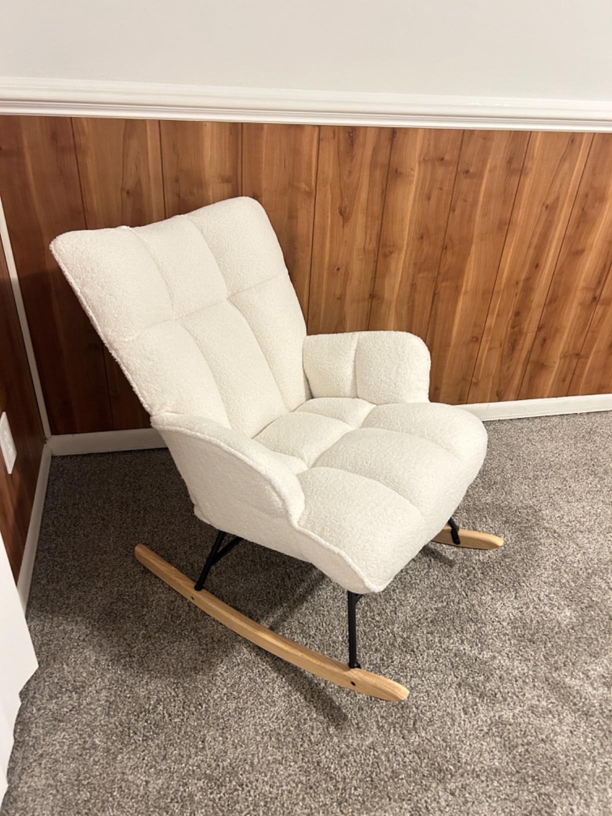Zedachica Rocking Chair Nursery Glider Rocking Chais Teddy Rocking Accent Chair Nursery Rocker Nursing Rocking Chairs for Living Room Bedroom (Blue Teddy) customer photo 2