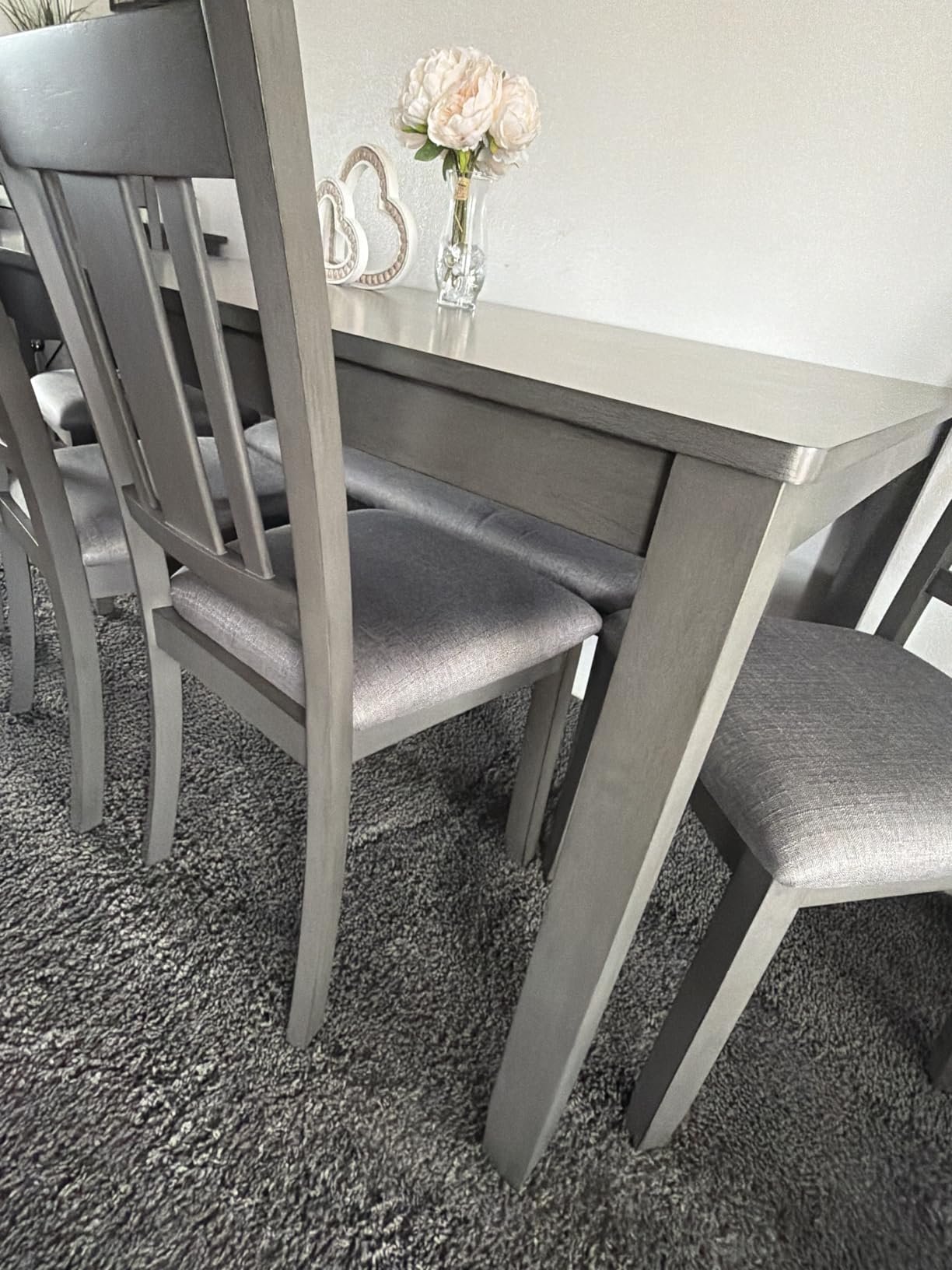 Zevemomo 6-Piece Solid Wood Dining Table Set, Wooden Legs, White customer photo 1