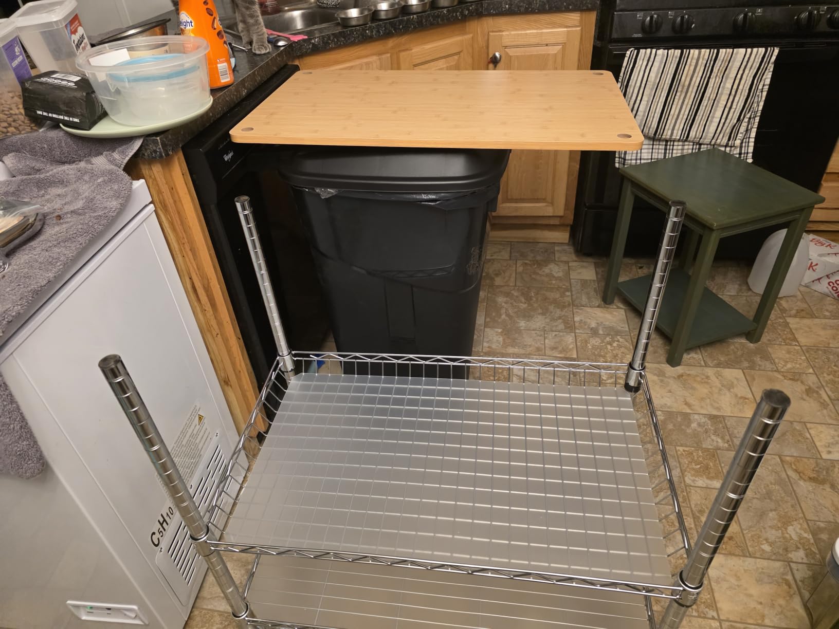 Rolling Kitchen Carts with Wheels, 3-Tier Utility Cart with Wood Tabletop customer photo 1