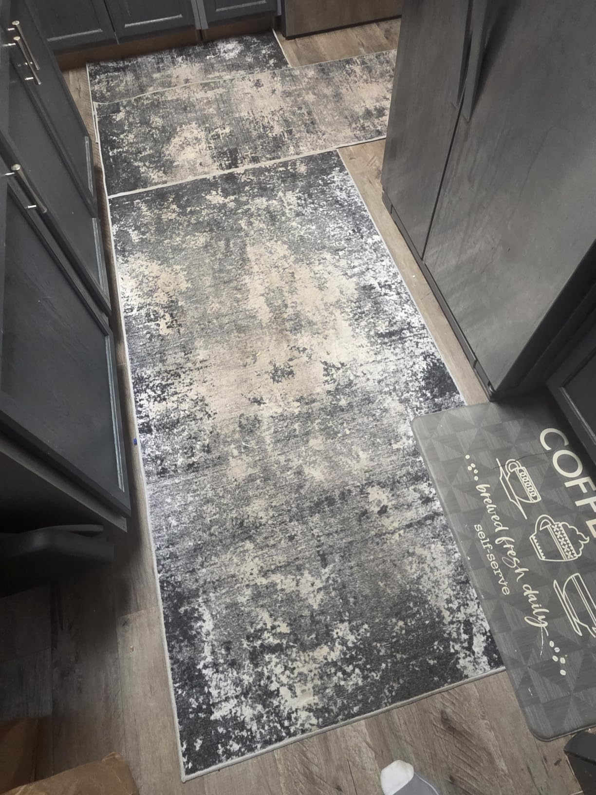 3x5 Washable Entryway Rug – Non-Slip Rubber Backed Small Area Rug for Kitchen, Bedroom, Living Room, Office – Soft Low-Pile Thin Modern Abstract Neutral Throw Rug (Blue Gray,3x5) customer photo 2