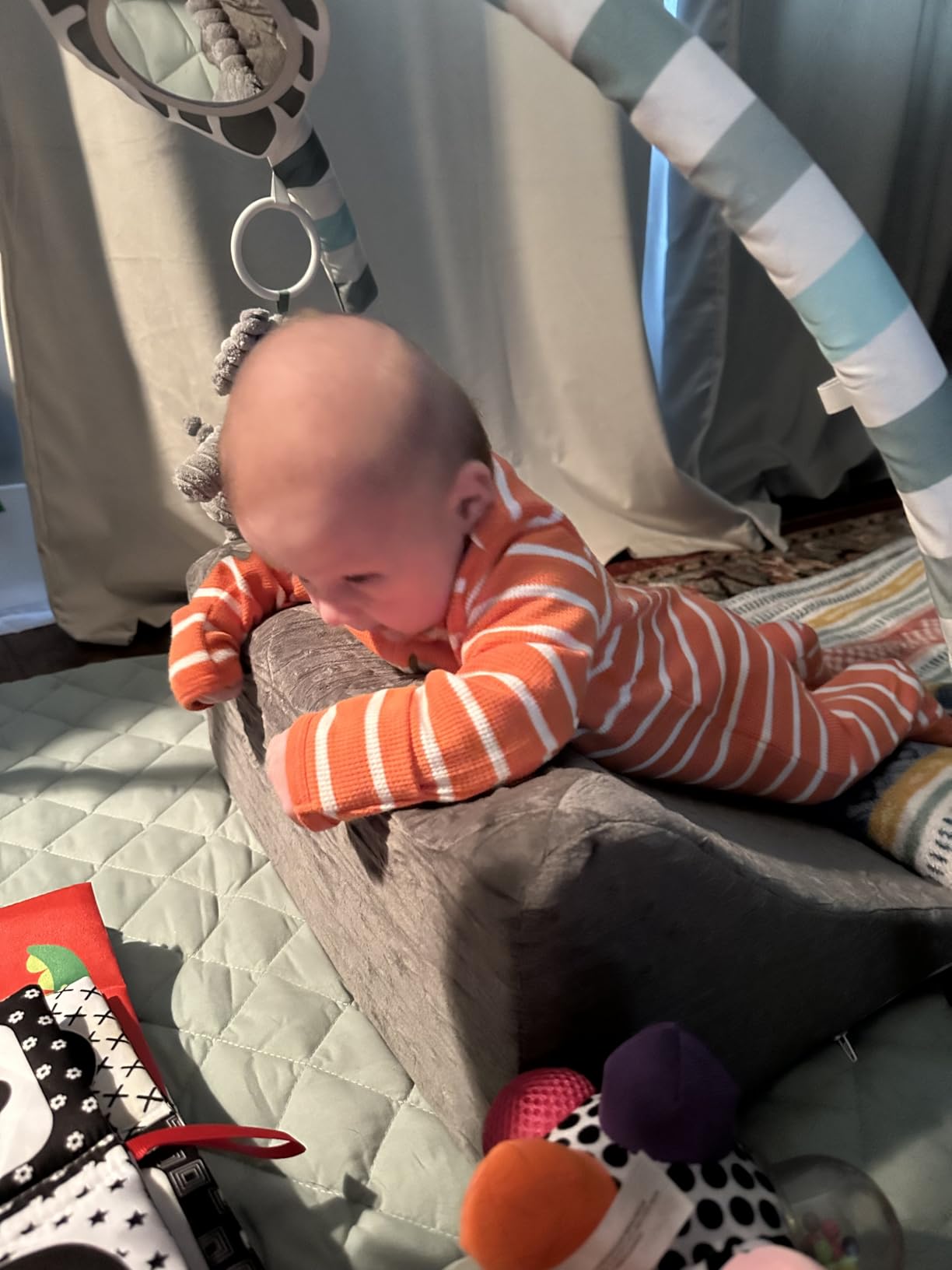 Baby Tummy Time Prop for Neck and Shoulder Strength Growth, Memory Foam Nursery Support for Infant Baby Washable Removable Cover | CPSIA 108, CPSIA 101, and 16 CFR 1303 safety standard customer photo 1