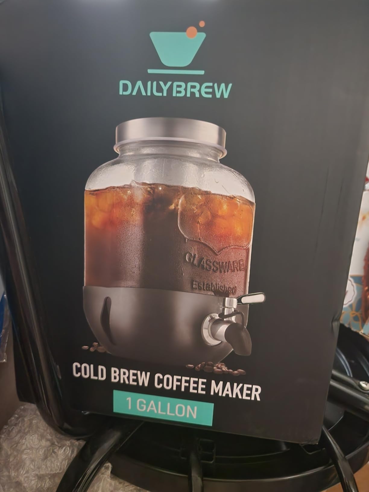 Cold Brew Coffee Maker, 1 Gallon Iced Coffee Maker With Stainless Steel Filter, Heavy Duty Glass Cold Brew Pitcher With Stainless Steel Spigot, Mason Jar Cold Brew Coffee Maker Fast Iced Tea Maker customer photo 1