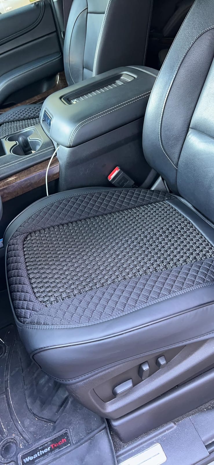 TIEHESYT Luxury Faux Leather Car Seat Cover Front Bottom Protector, Seat Cushion Without Backrest, Anti-Slip and Wrap Around The Bottom, Fit Most Cars & Vehicles, 1 Piece, Brown customer photo 1