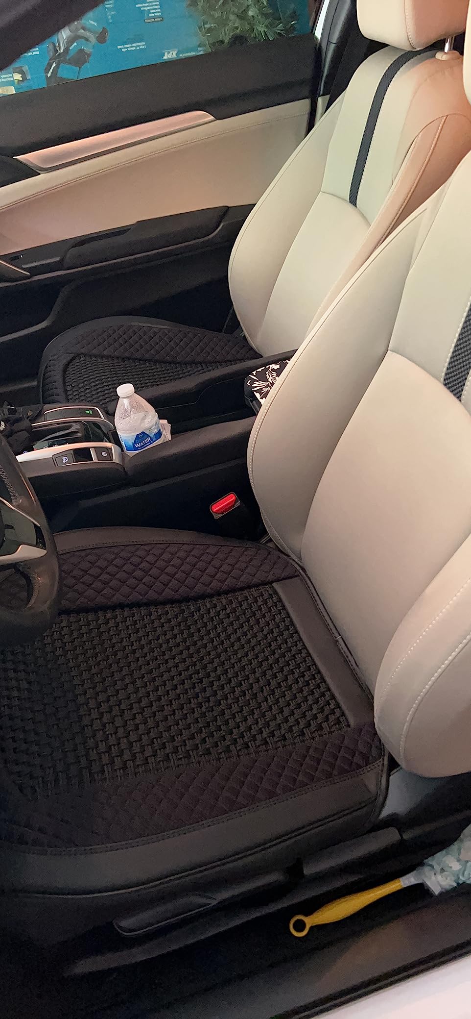 TIEHESYT Luxury Faux Leather Car Seat Cover Front Bottom Protector, Seat Cushion Without Backrest, Anti-Slip and Wrap Around The Bottom, Fit Most Cars & Vehicles, 1 Piece, Brown customer photo 2