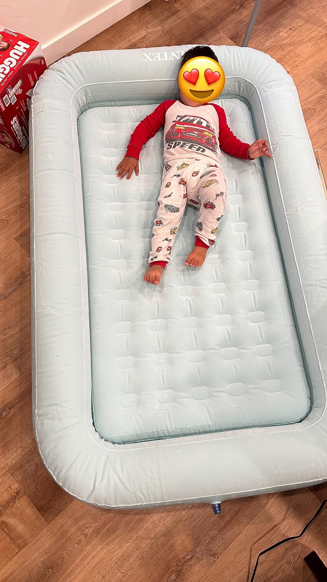 Intex 66811EP Inflatable Kidz Travel Bed Set, Includes Hand Pump and Carry Bag, Removable Mattress, Quick Inflation, Indoor Use, 42in x 66in x 10in, Beige Color with Star Print Frame customer photo 1