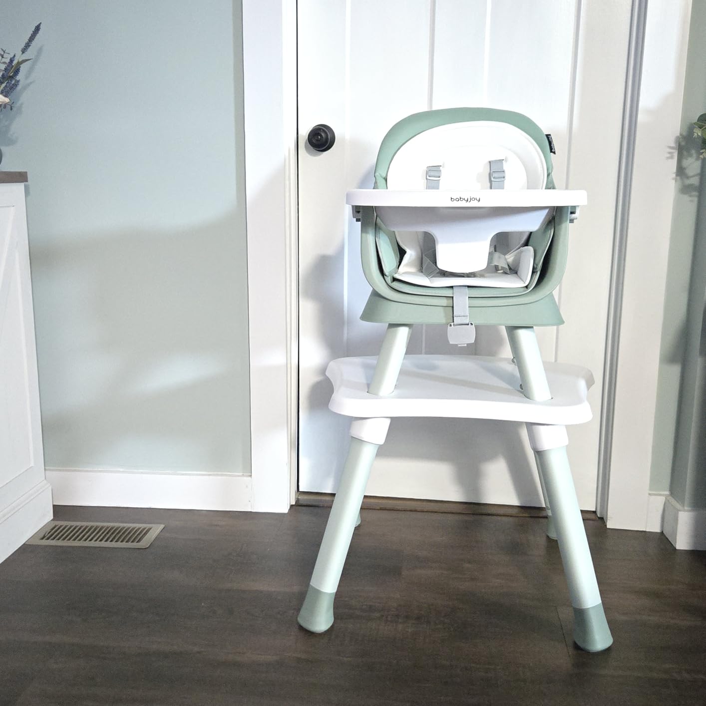 BABY JOY Baby High Chair, 8 in 1 Convertible Highchair for Babies & Toddlers | Booster Seat | Table and Chair Set | Building Block Table | Toddler Chair with Safety Harness, Removable Tray (Green) customer photo 1