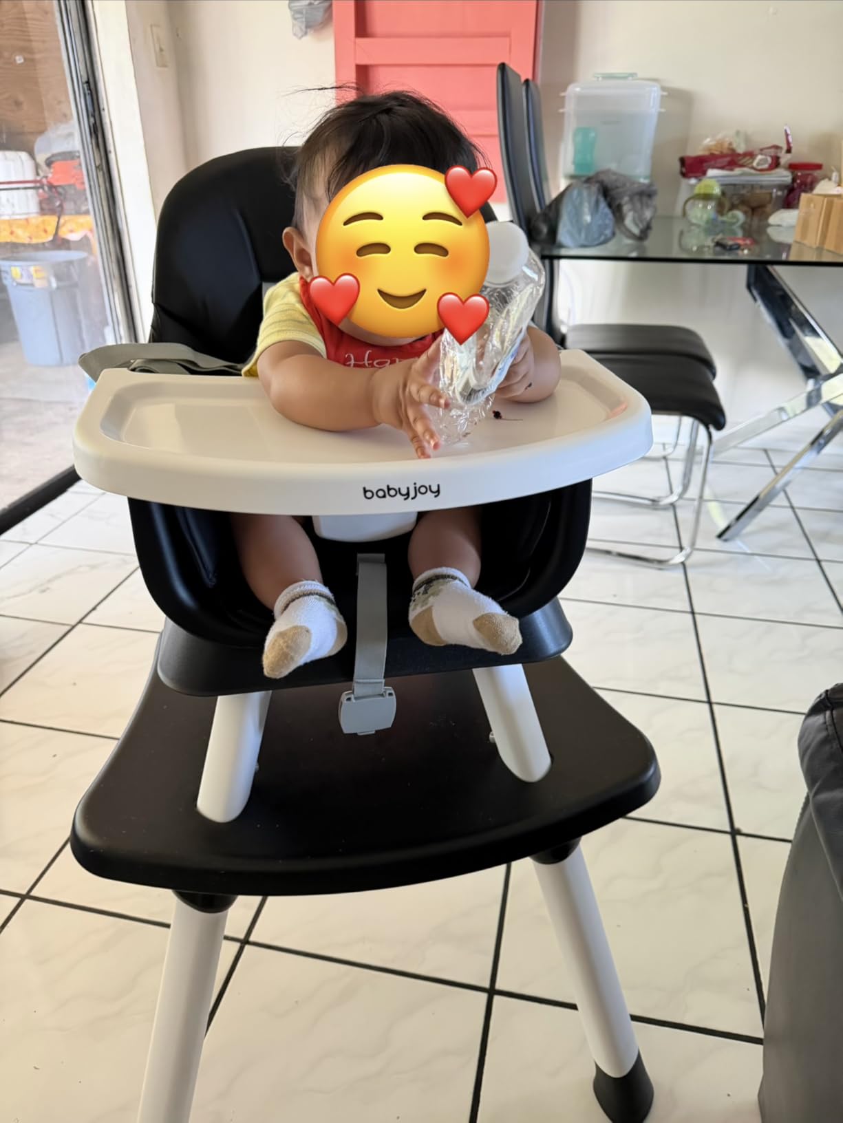 BABY JOY Baby High Chair, 8 in 1 Convertible Highchair for Babies & Toddlers | Booster Seat | Table and Chair Set | Building Block Table | Toddler Chair with Safety Harness, Removable Tray (Green) customer photo 2