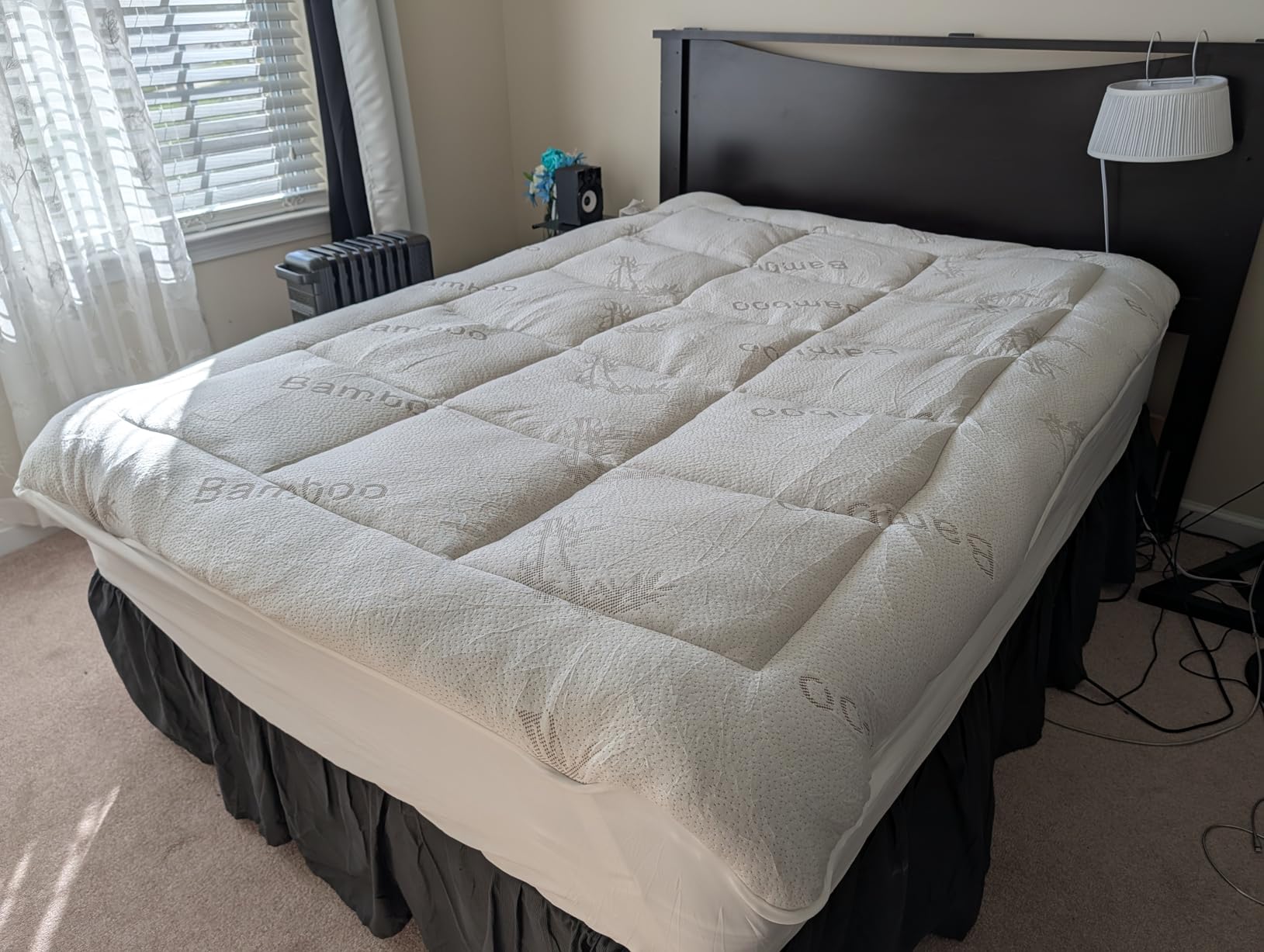 OLANLY Queen Bamboo Viscose Cooling Mattress Topper, Dark Gray customer photo 2