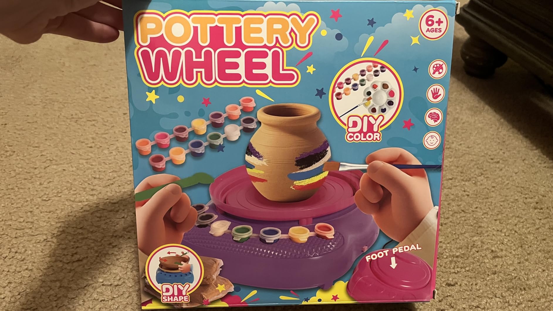 Pottery Wheel for Kids with Air Dry Clay Kit, 12 Paints & Tools, Ages 6-12 customer photo 1