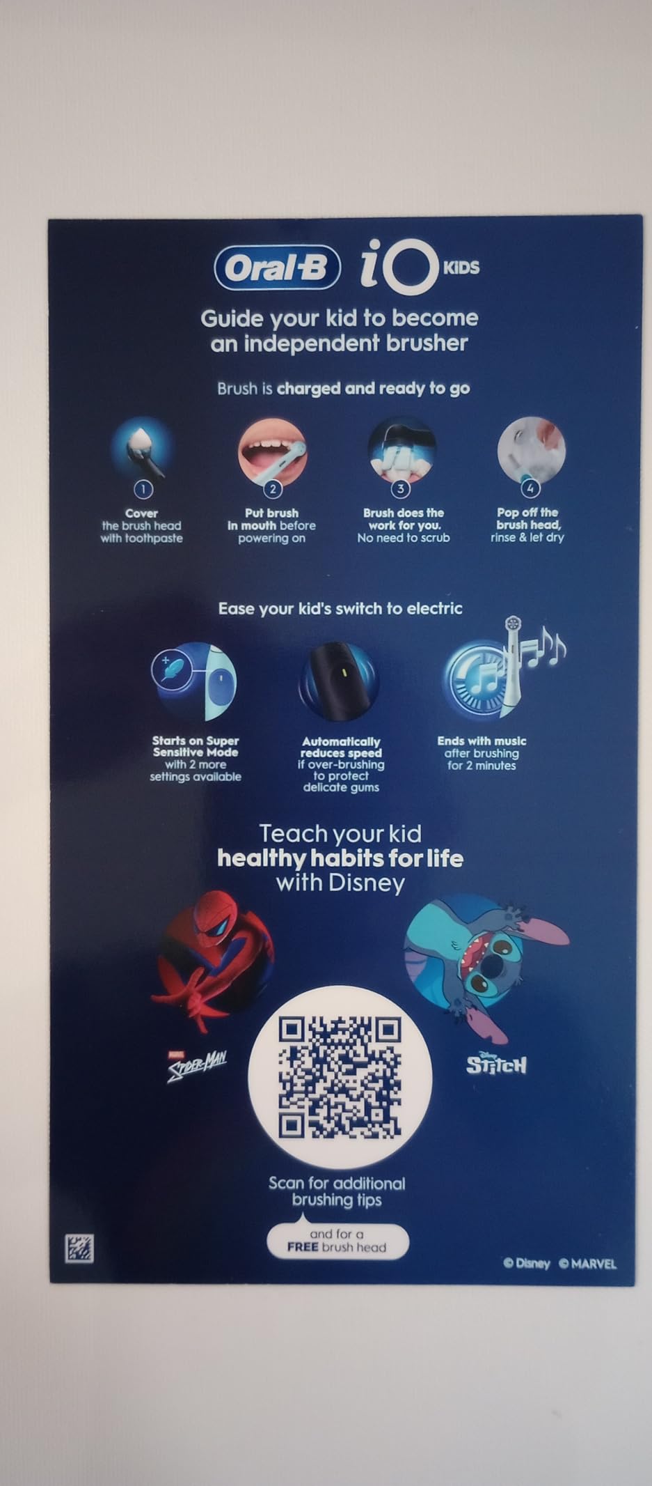 Oral-B iO Kids Limited Rechargeable Electric Powered Toothbrush, Spiderman with 1 Gentle Care Brush Head - Automatic Pressure Sensor to Protect Gums - 3 Cleaning Settings - 2 Min Music Timer customer photo 2