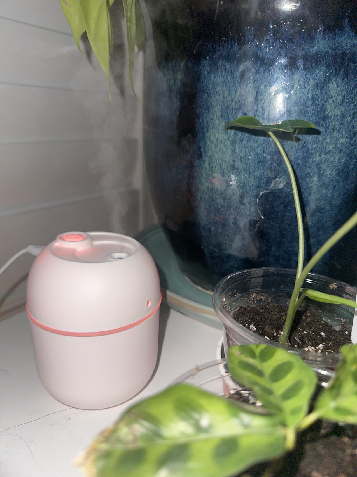 Portable Mini Humidifier Small Cool Mist Humidifier Personal Desktop USB Powered Super Quiet for Travel Car,Office,Baby Bedroom, Night Light, 2 Mist Modes, Auto Shut-off (pink) customer photo 2