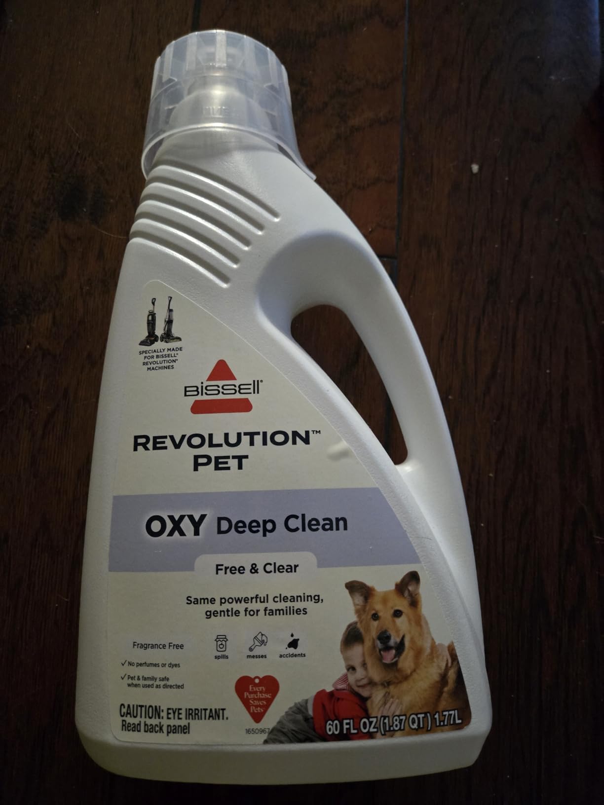 BISSELL Free & Clear OXY Carpet Deep Clean Solution, for use in leading upright carpet cleaners, 60oz, Same powerful clean, gentle for families, Hypoallergenic formulation without dyes or fragrance customer photo 1