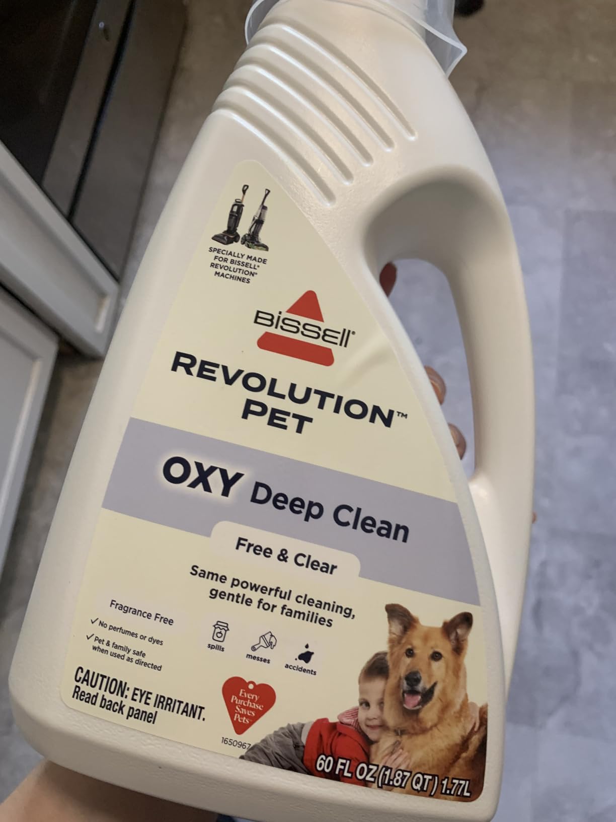 BISSELL Free & Clear OXY Carpet Deep Clean Solution, for use in leading upright carpet cleaners, 60oz, Same powerful clean, gentle for families, Hypoallergenic formulation without dyes or fragrance customer photo 2