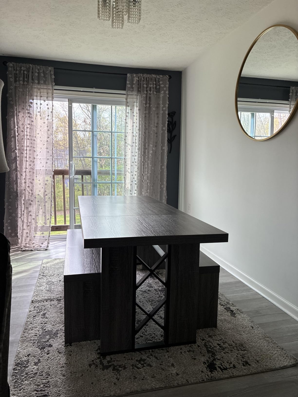 HIPIHOM 3-Piece Dining Table Set for 6 People, Grey Table with 2 Benches customer photo 1