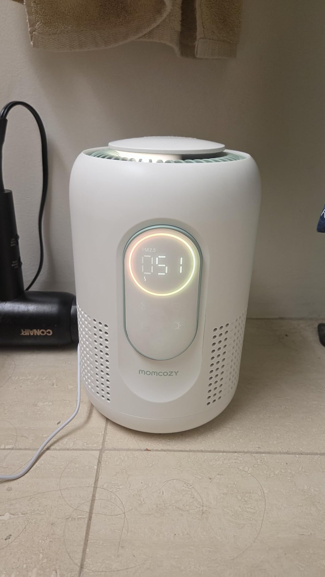 Momcozy Air Purifier for Bedroom with Dimmable Night Light for Small Room | Air Purifier for Baby with True HEPA & Activated Carbon Filter, Real-time PM2.5 Air Monitor, 4 Fan Speeds, 21dB Sleep Mode customer photo 1
