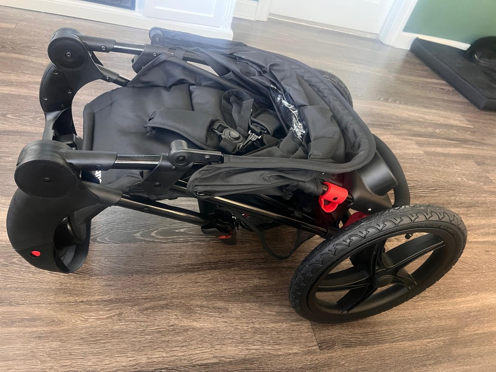 INFANS Jogging Stroller, Foldable Jogger with Air-Filled Tires Shock Absorbing Suspension Adjustable Backrest, Baby Running Strollers customer photo 1