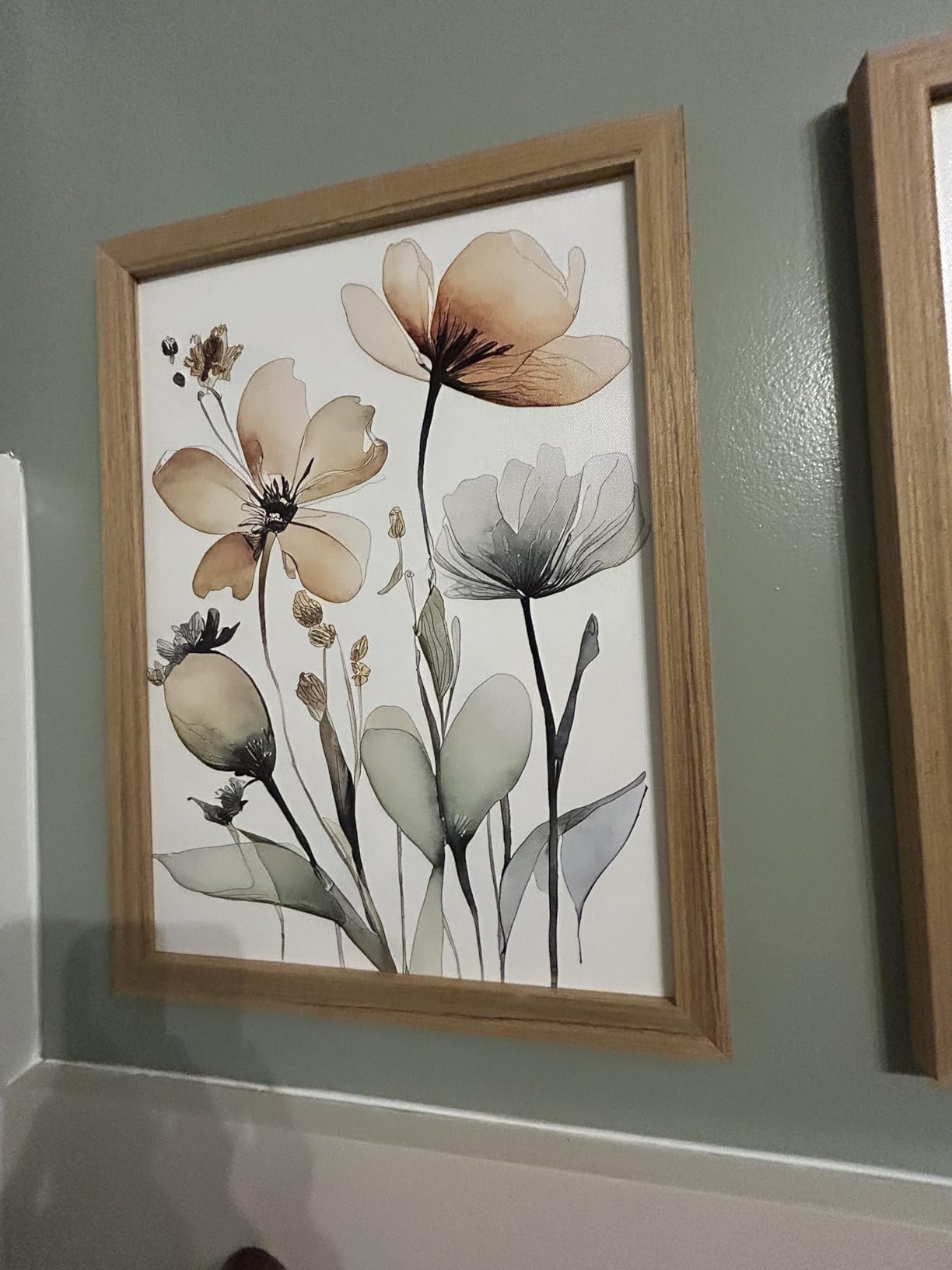 Framed Wildflower Wall Art Set of 3, Pink Floral Canvas Wall Decor Pictures, Vintage Flower Botanical Paintings, Nursery Flowers Butterfly Posters Prints for Bedroom Living Room 12x16 Inch customer photo 1