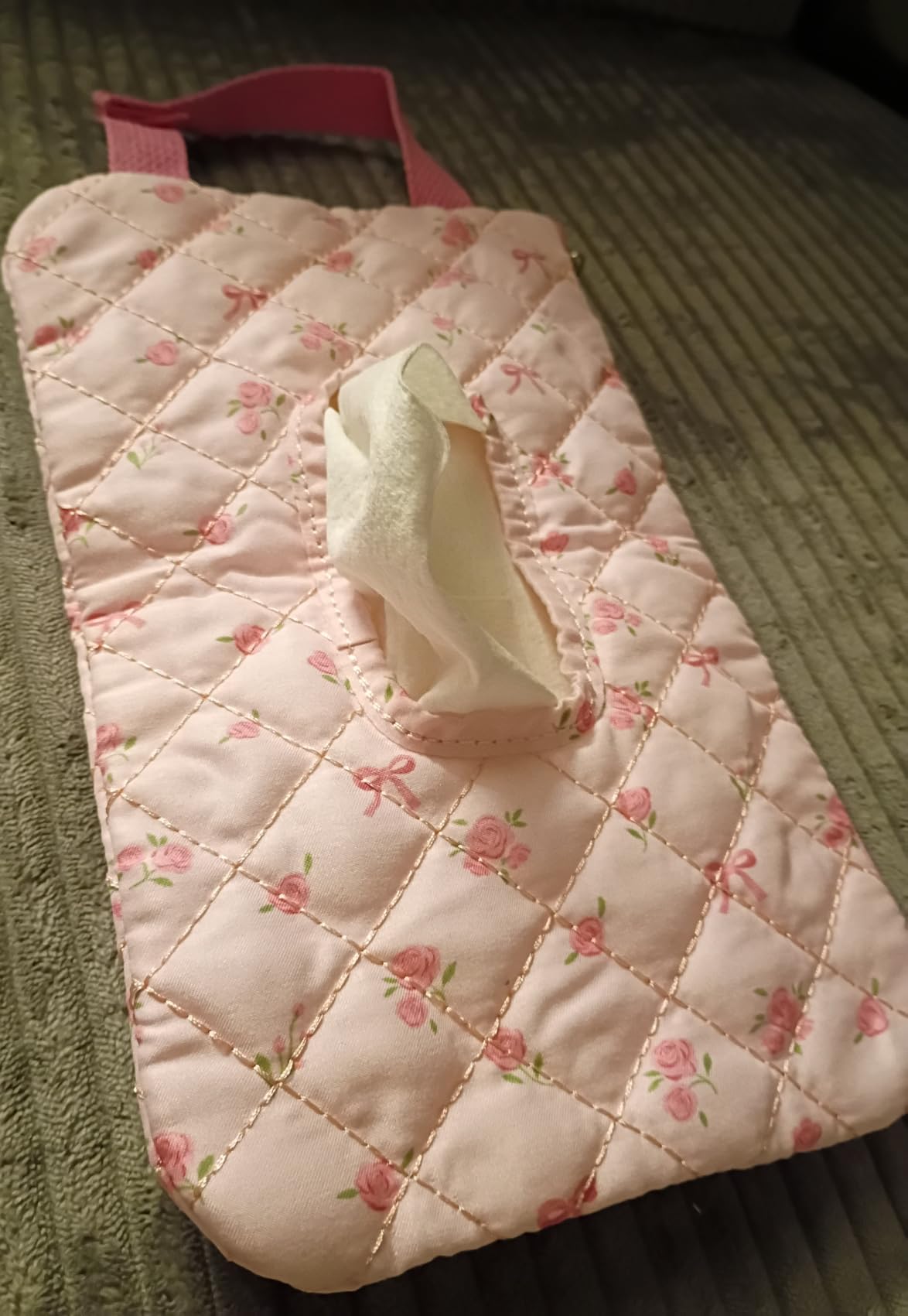 Quilted Baby Diaper and Wipes Pouch Portable Mommy Bag for Stroller Reusable Wipes Pouch with Lanyard for Casual Travel (Beige) customer photo 1