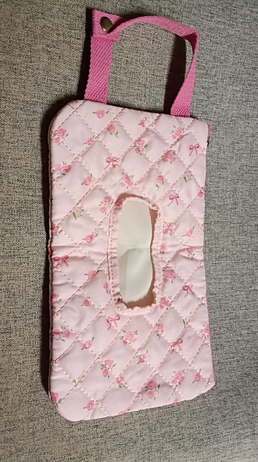 Quilted Baby Diaper and Wipes Pouch Portable Mommy Bag for Stroller Reusable Wipes Pouch with Lanyard for Casual Travel (Beige) customer photo 2