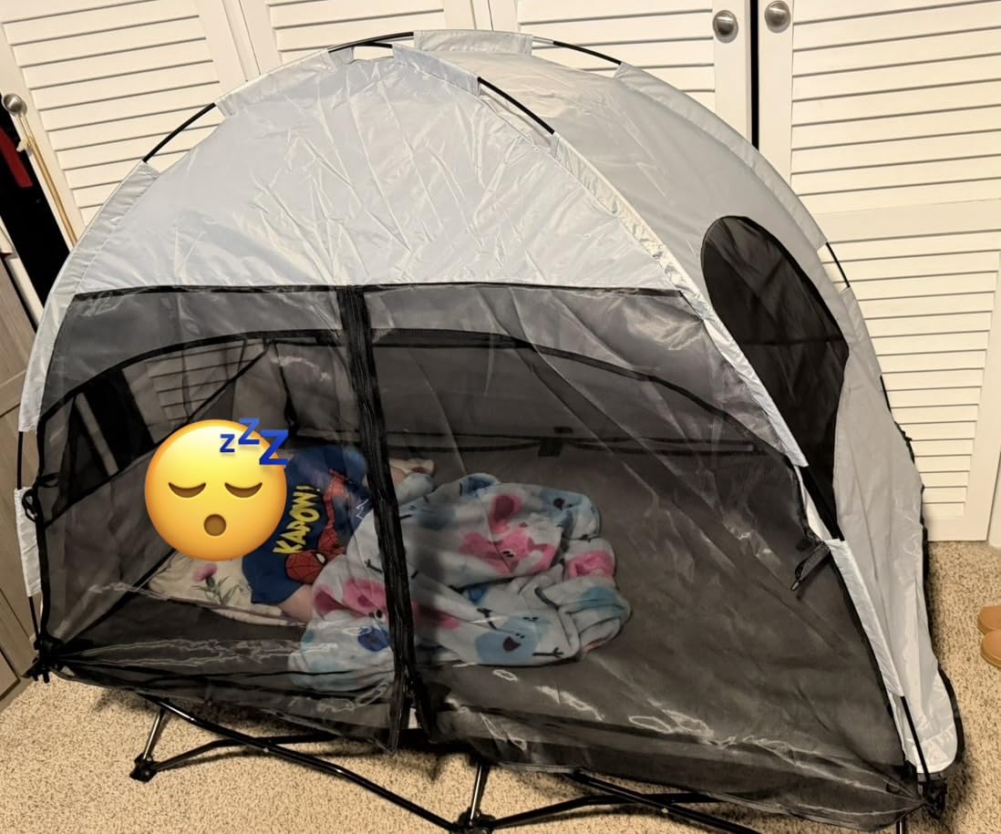Protable Toddler Travel Bed with Tent: Foldable Kid Cot Tent for Camping customer photo 2