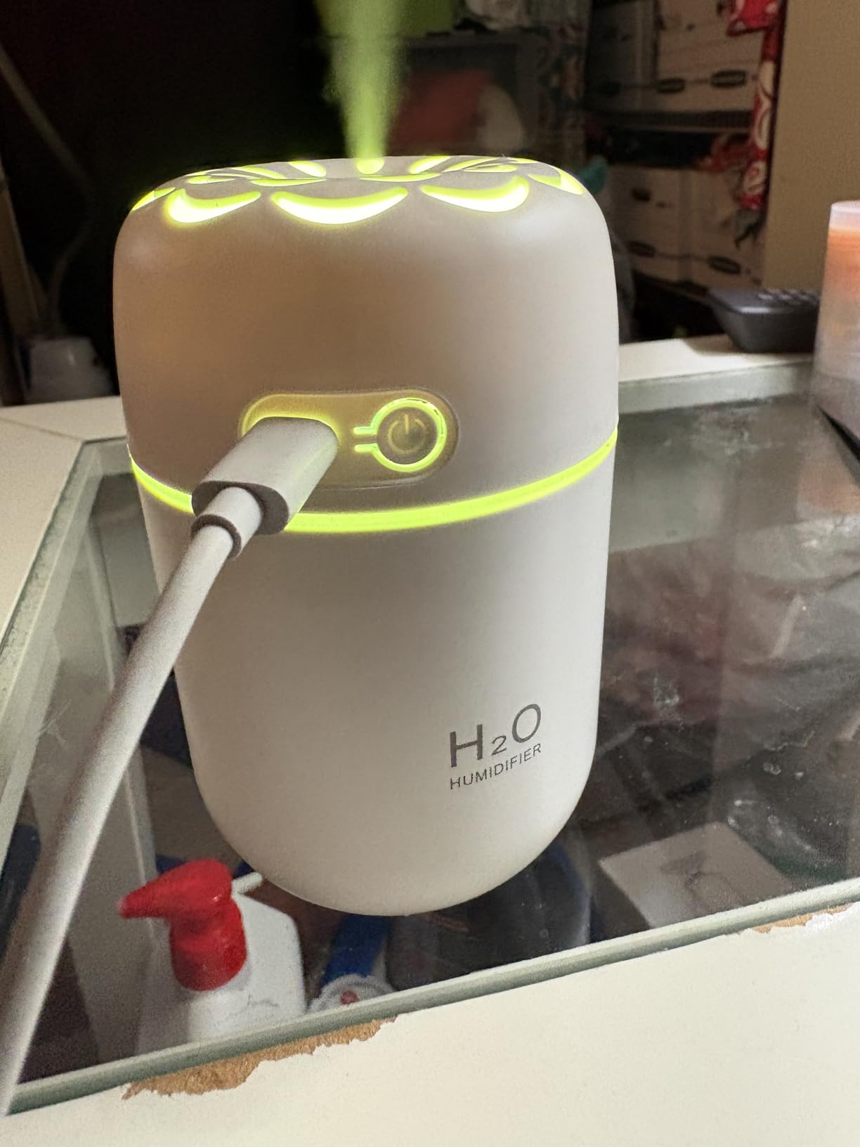 Portable Colorful Cool Mini Humidifier,Aroma Essential USB Personal Desktop Humidifier,. Perfect for Bedroom, Office & Car(300ml, White) (grey) customer photo 1