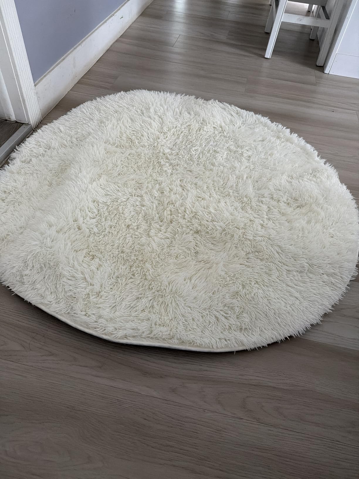 Amdrebio Light Blue Shag Round Area Rug 4Ft for Baby Kids Bedroom Classroom customer photo 2