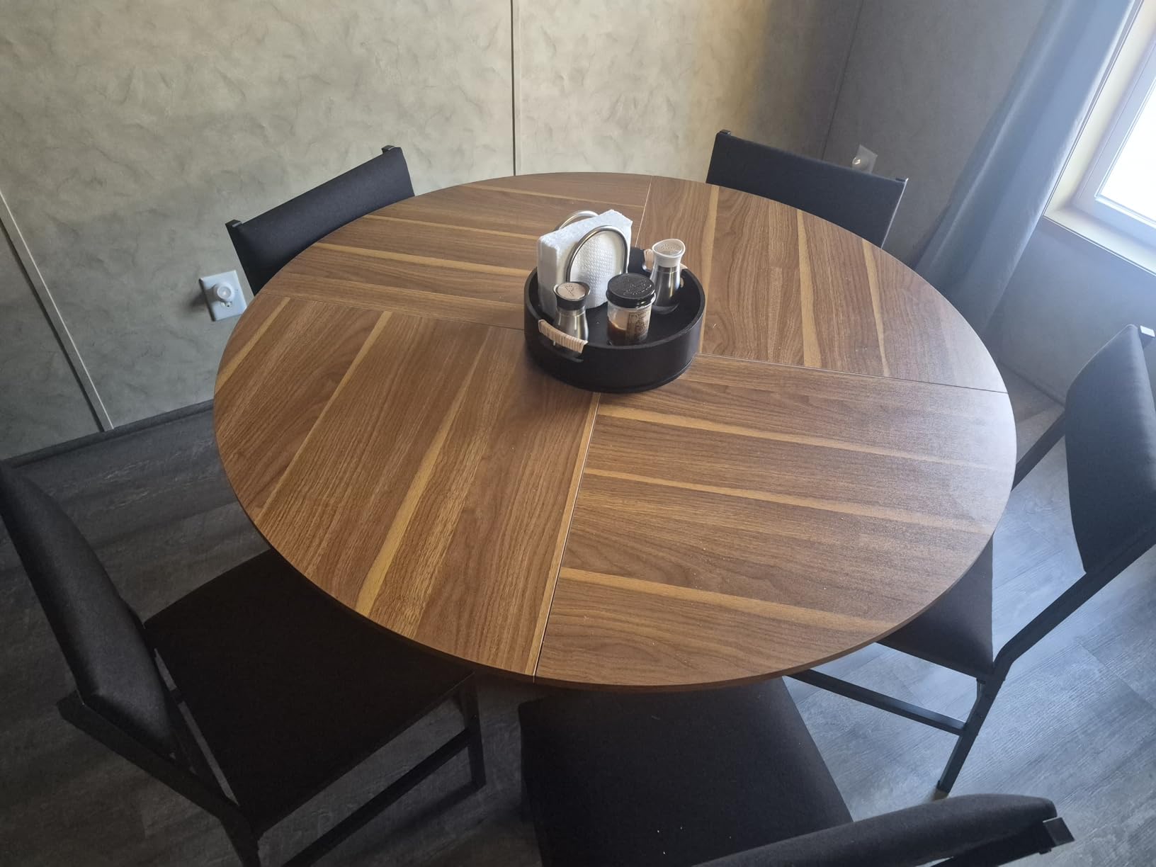 HUAHUU Round Dining Table Set for 6, 7-Piece Kitchen Table and Chairs for 6, 47'' Round Dining Room Table Set with 6 Chairs, Space Saving Dining Table with Wood Base for Kitchen, Living Room, Black customer photo 2