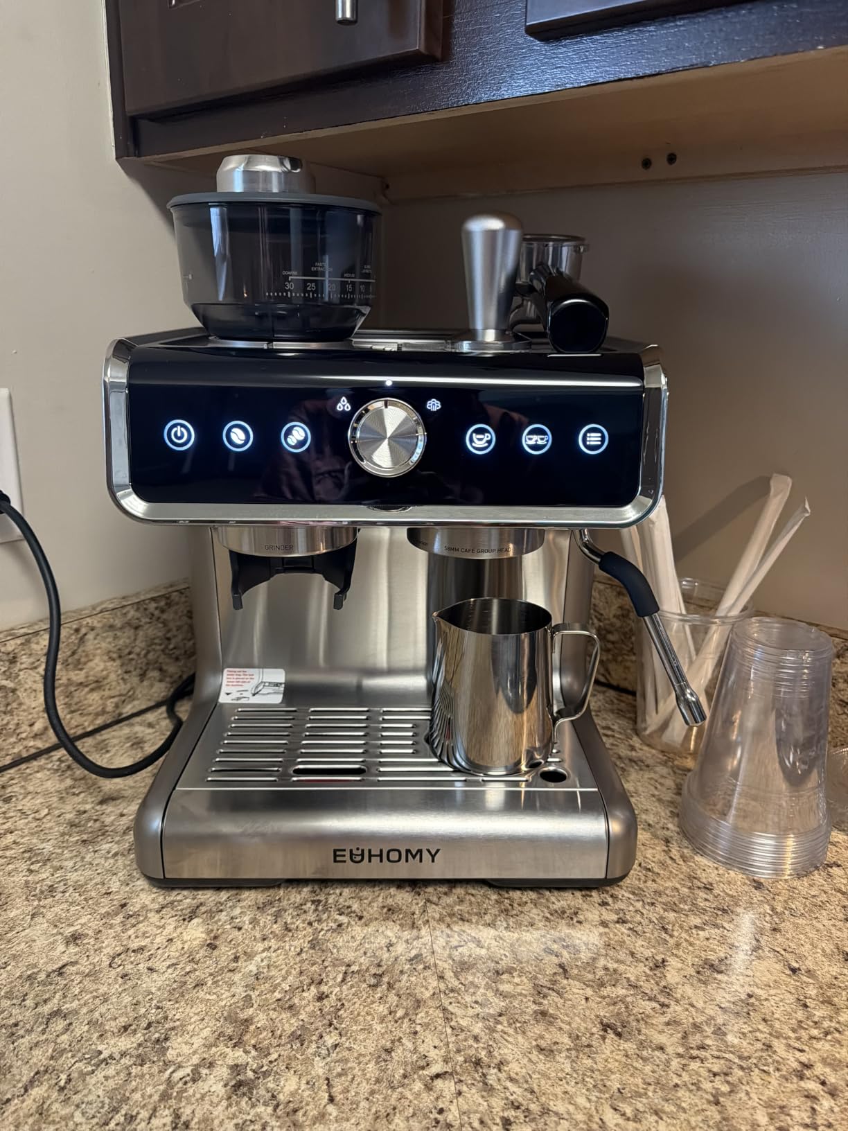 EUHOMY Automatic Espresso Machine with Built-in Grinder and Milk Frother customer photo 2