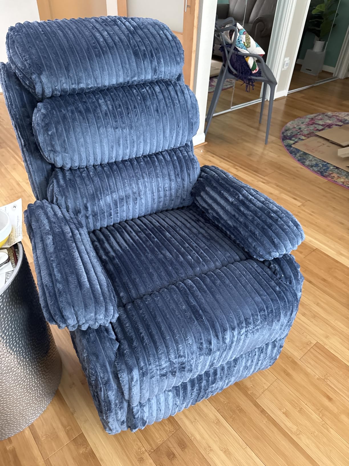 Premium Velvet 360° Swivel Rocker Recliner with Extended Footrest - High Back Glider Chair for Nursery, Living Room & Small Spaces, Featuring Padded Armrests and Handy Side Pocket, Grey customer photo 2