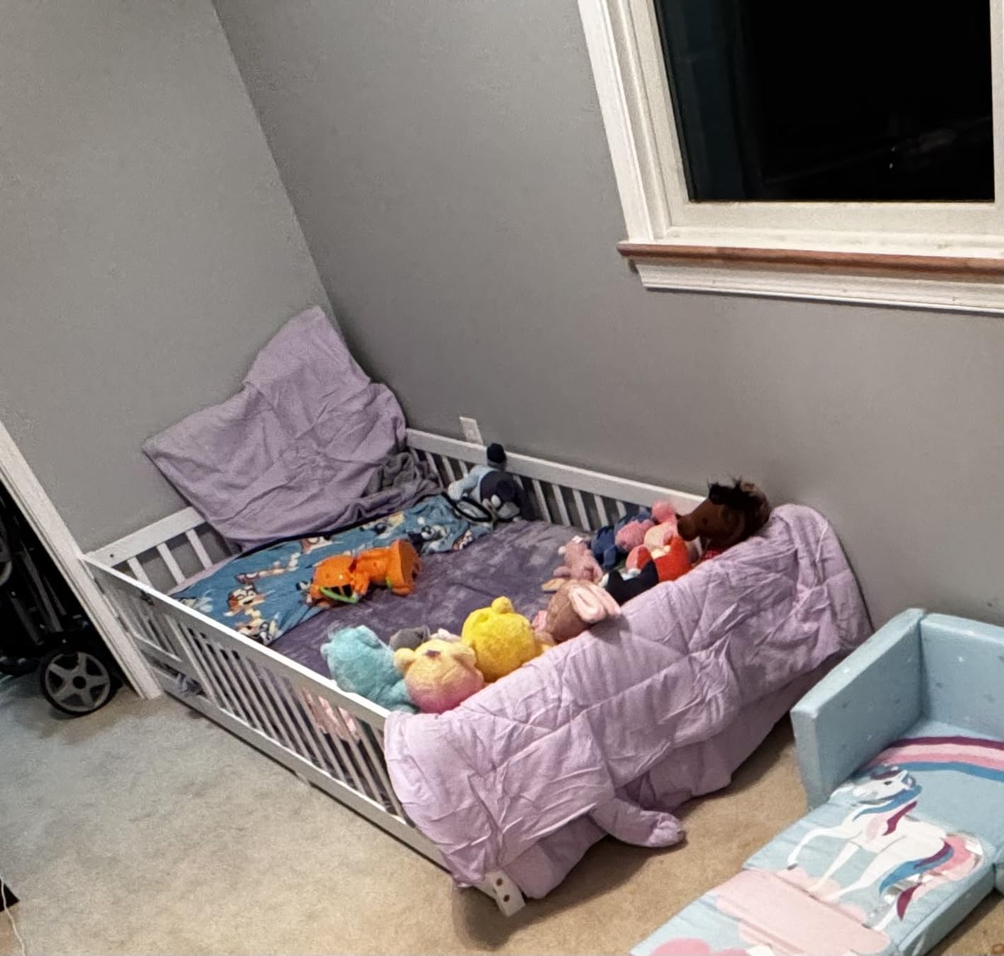 Full Size Montessori Floor Bed with Door, Slats & Fence, Natural Floor Bed customer photo 1