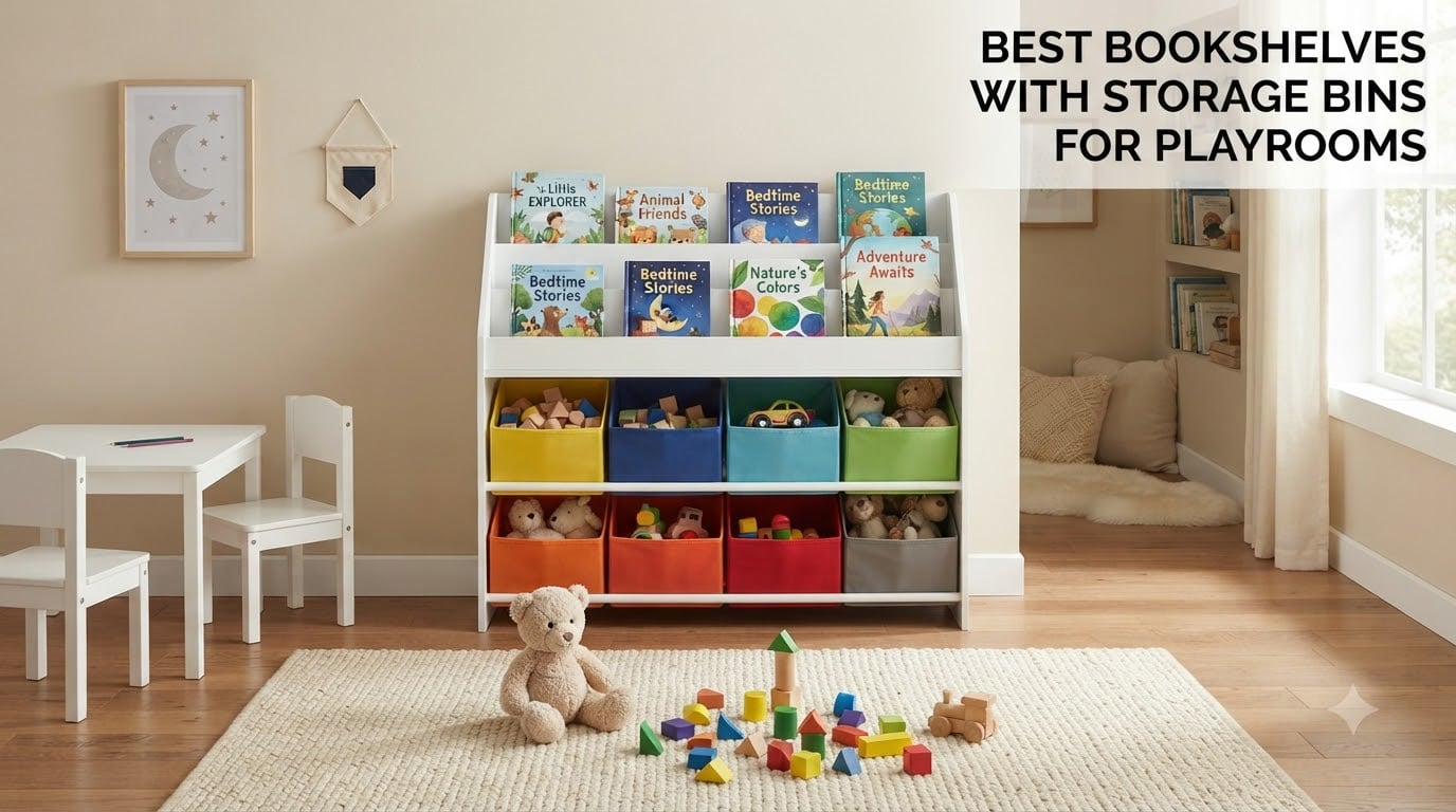 Best bookshelves with storage bins for playrooms