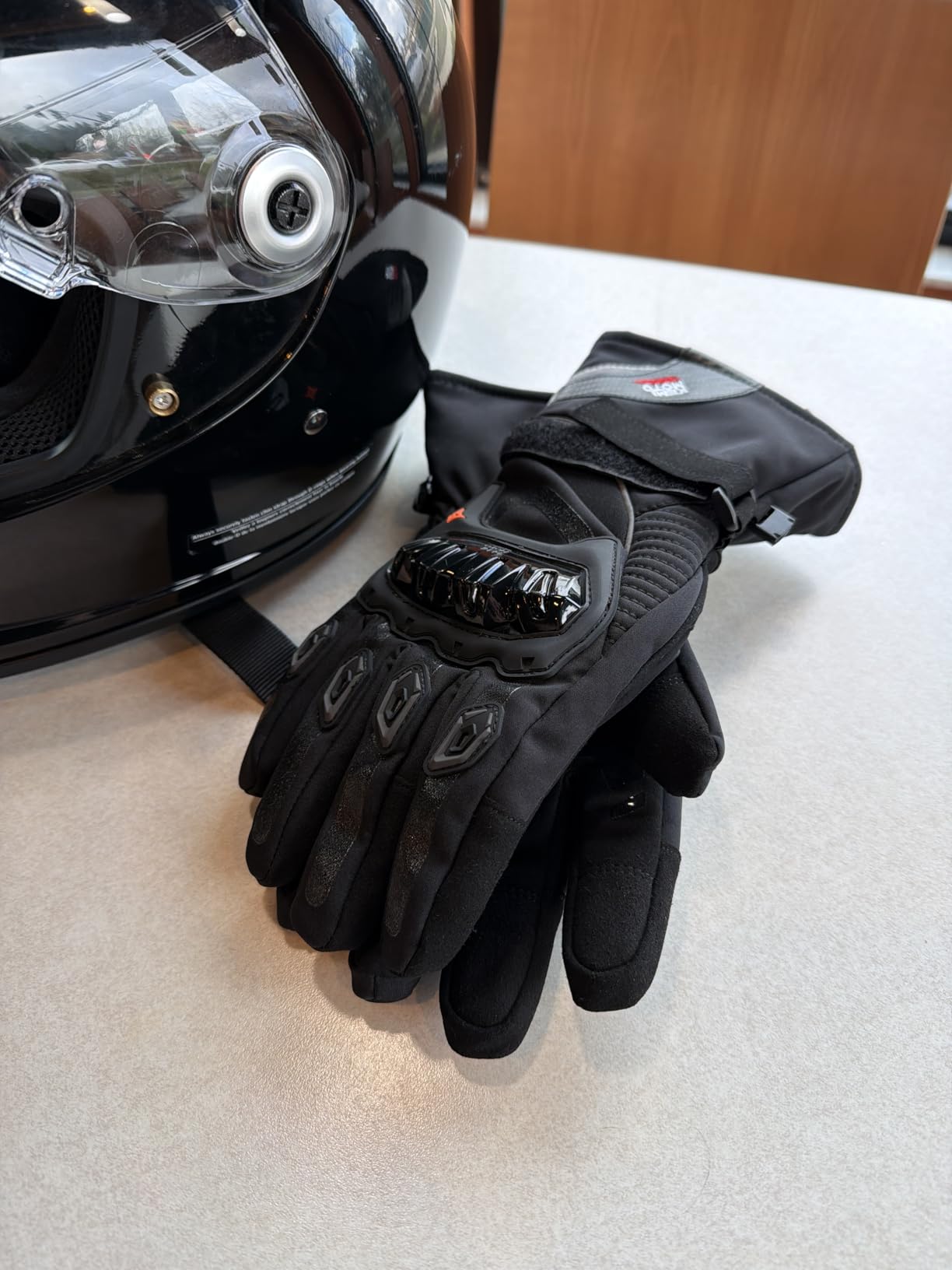 KEMIMOTO Winter Motorcycle Gloves, CE Certified (EN 13594), Waterproof Rainproof Touchscreen Gloves with PVC Armor for ATV UTV Snowmobile, Black L customer photo 2