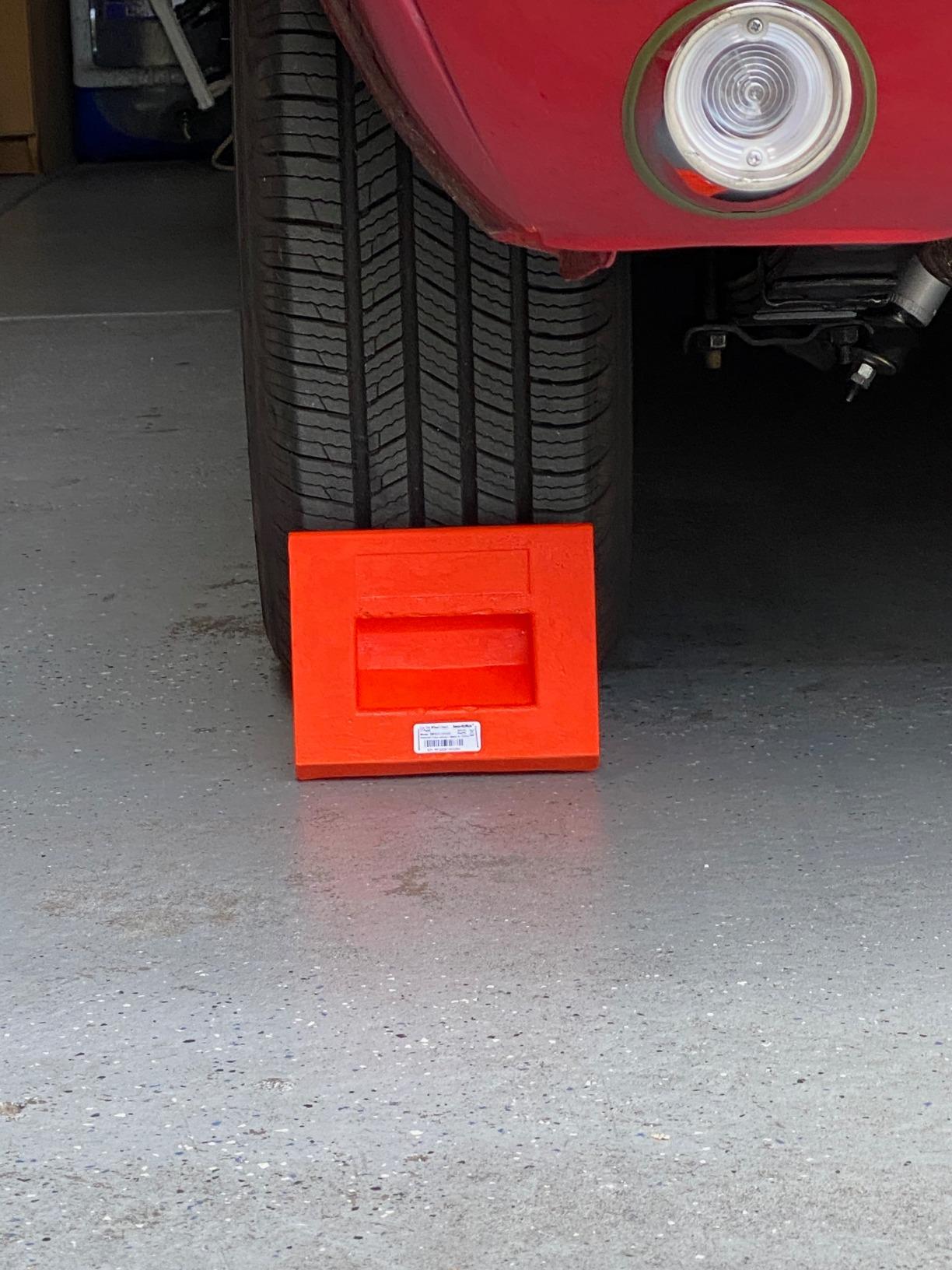SECURITYMAN Heavy Duty Wheel Chocks (2 Pack) - Durable, Non-Slip, Solid Rubber Wheel Chocks for Boat Trailers, RV, Truck, Camper - Perfect on All Surfaces and in All Weather - Orange… customer photo 1