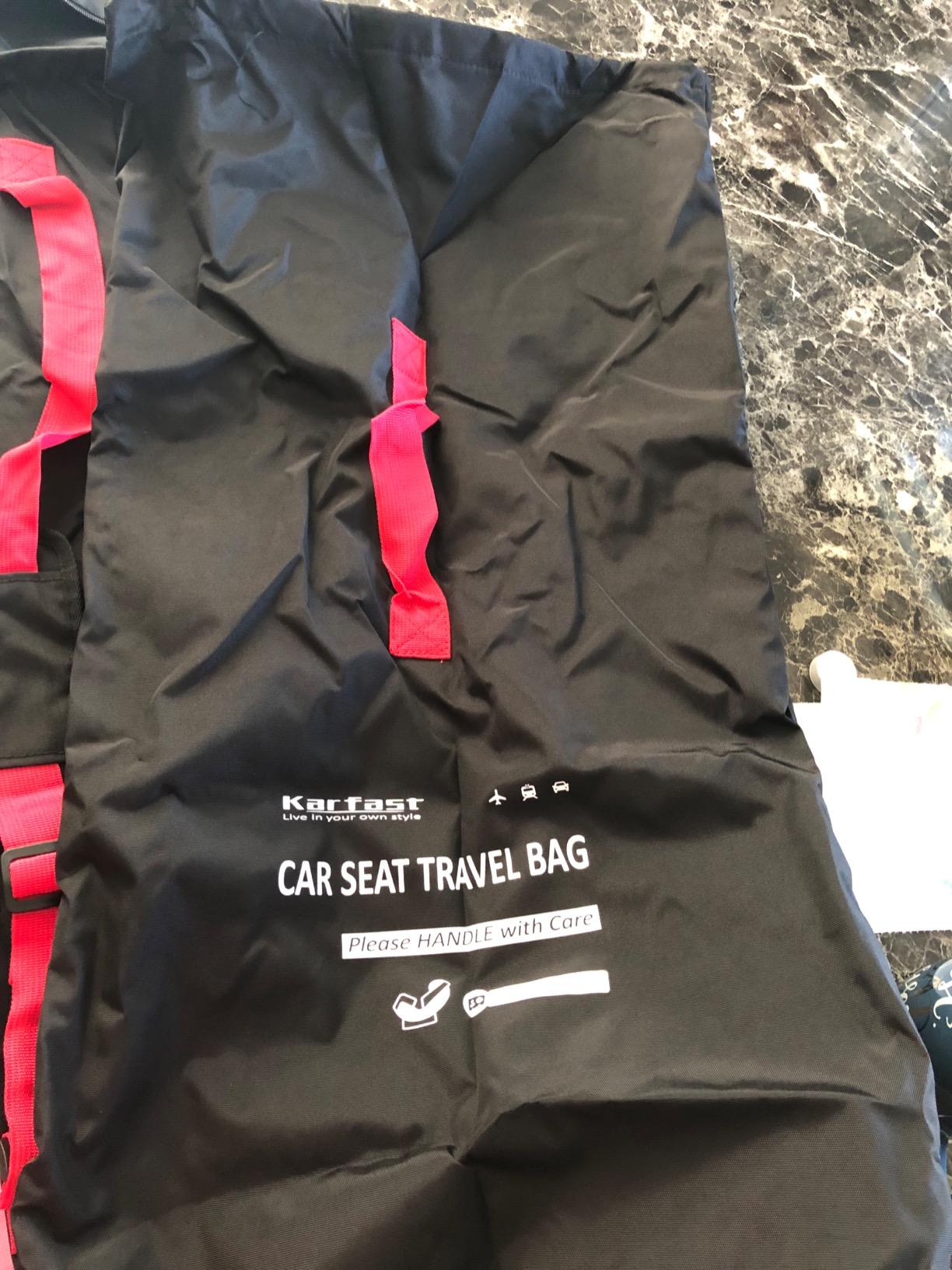 Car Seat Travel Bag Backpack for Air Travel - Karfast Universal Infant Carseat Gate Check Bag Cover for Airplane, Foldable with Pouch, Blue customer photo 2
