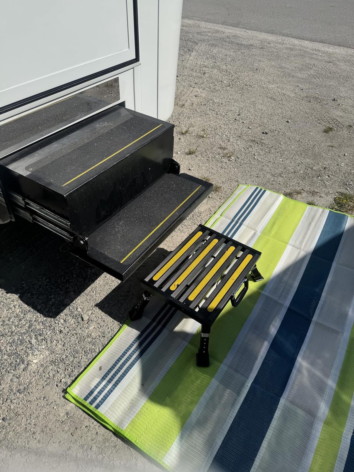 GarfatolRv Steps, Foldable RV Step Stool with a Adjustable Height Step Platform, Portable Handle, Reflective Strip and Non Slip Rubber Feet for Adults Supports Up to 1000 lbs customer photo 1