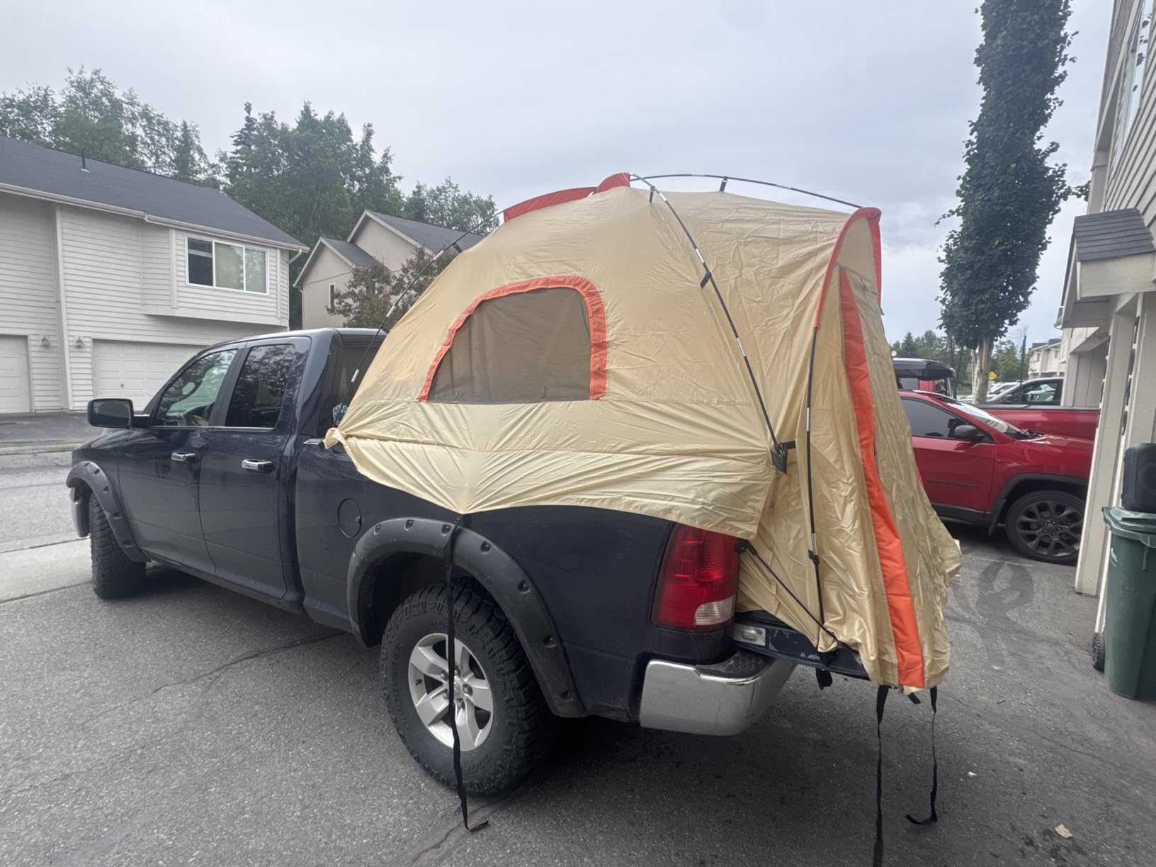 Pickup Truck Tent with Awning Shade,Waterproof PU5000mm Oxford for 5.5-6.3 FT Truck Bed for Camping Travel Outdoor Activities for Chevy Silverado 1500,Ram 1500/Dakota,F150,GMC 1500,Titan,Tundra customer photo 1