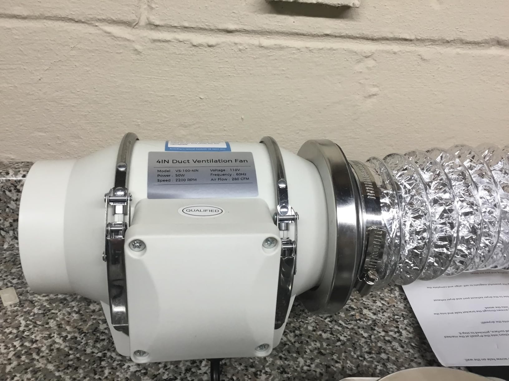Voltset 4 Inch Duct Fan 280 CFM Inline Ventilation Exhaust Fan customer photo 2