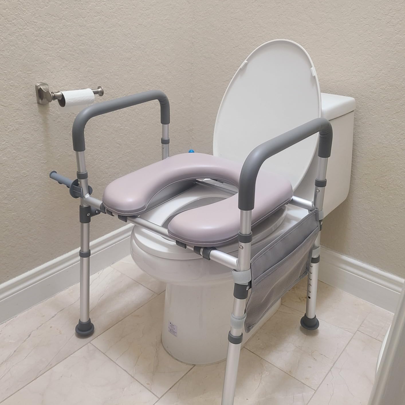 HOMLAND Toilet Seat Risers for Seniors with Handles, Dual-Crossbar, 400lb customer photo 2