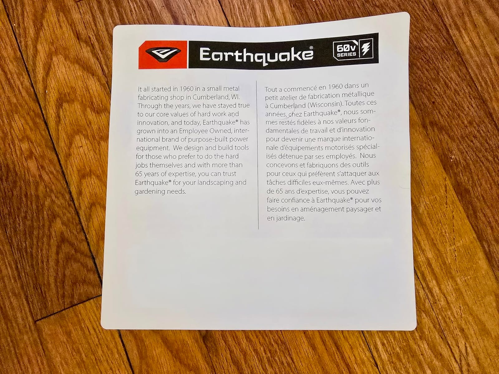Earthquake 60V Walk Behind String Mower, Includes Two 4Ah Batteries, 22” Cutting Diameter, Three Cutting Speed Dial, 14” Never-Go-Flat Wheels, Easy Assembly, Adjustable Handlebar, Model #44965 customer photo 1
