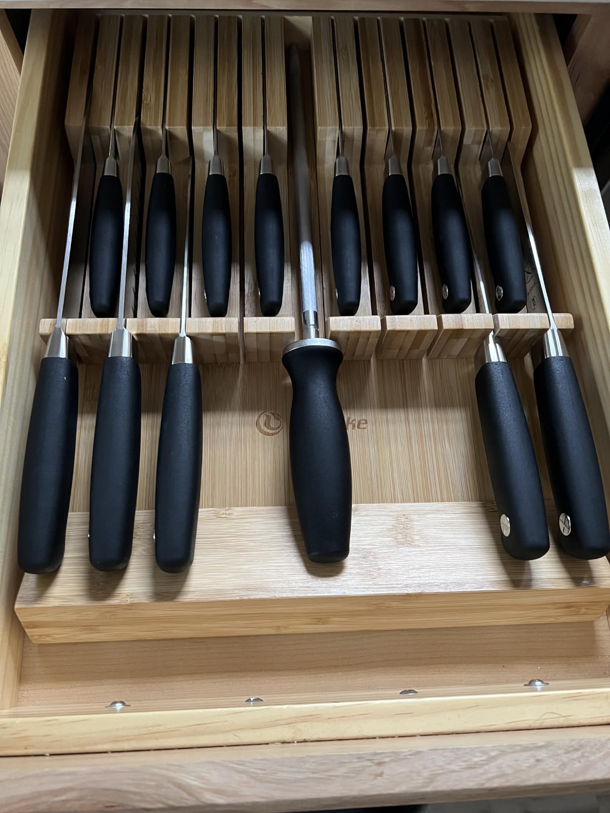 Utoplike Knife Drawer Organizer, Bamboo Knives Block for Kitchen Drawers customer photo 1
