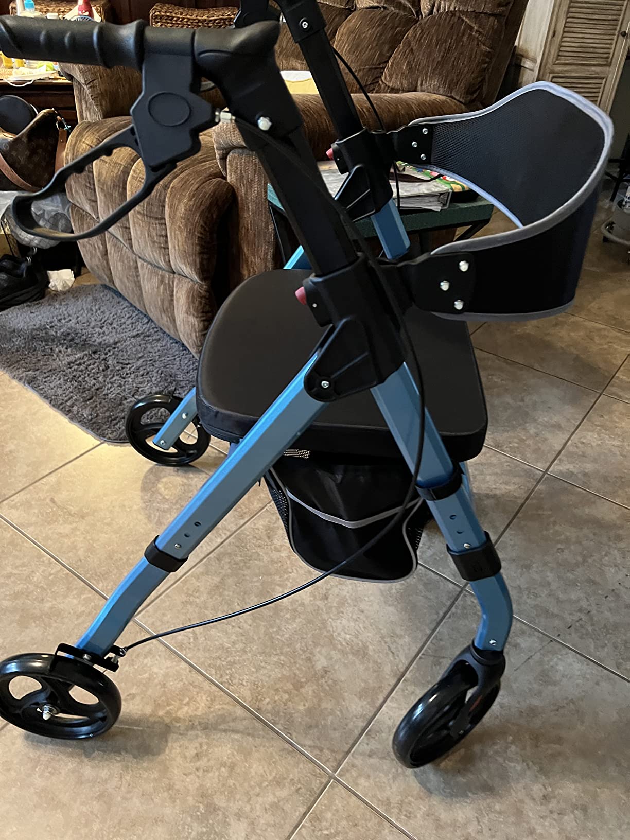 BlessReach Foldable Heavy-Duty Rollator Walkers with Seat for Seniors,Black customer photo 1