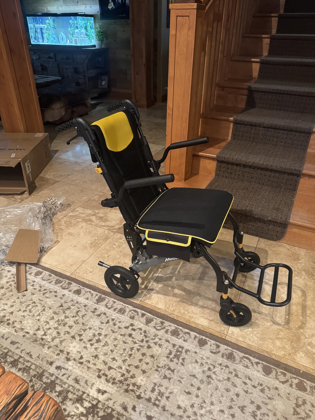 Transport Wheelchairs for Adults Lightweight Foldable Transport Chair with Telescopic Handle, Portable Folding Travel Transfer Wheel Chairs for Seniors customer photo 2