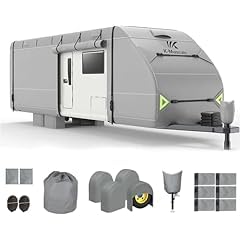 K-Musculo RV Cover, Heavy Duty Travel Trailer Cover with 8-Layer Corner Protection, Windproof & Waterproof Camper Cover with 4 Tire Cover & Tongue Jack Cover(18-20 FT customer photo 1